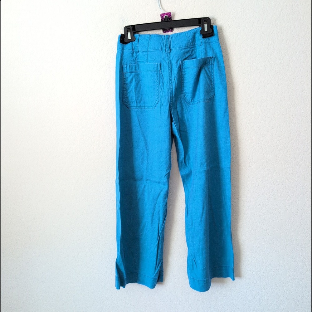 Maeve Anthropologie The Colette Wide Leg Pants Turquoise Blue High Rise Size 26 - Picture 5 of 8